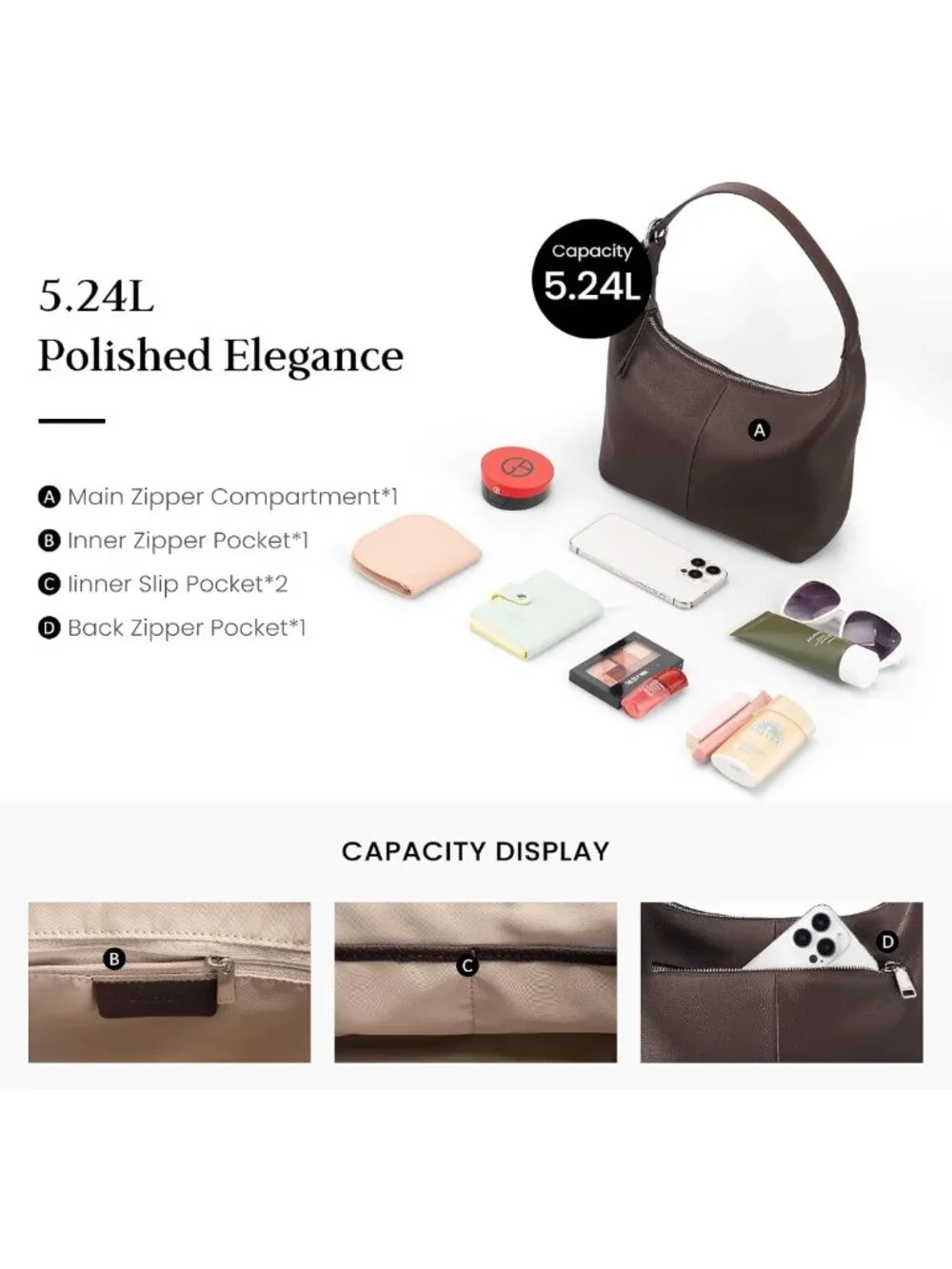 Ultra Lightweight Genuine Leather Slouchy Hobo Bag for Women - Stylish Shoulder